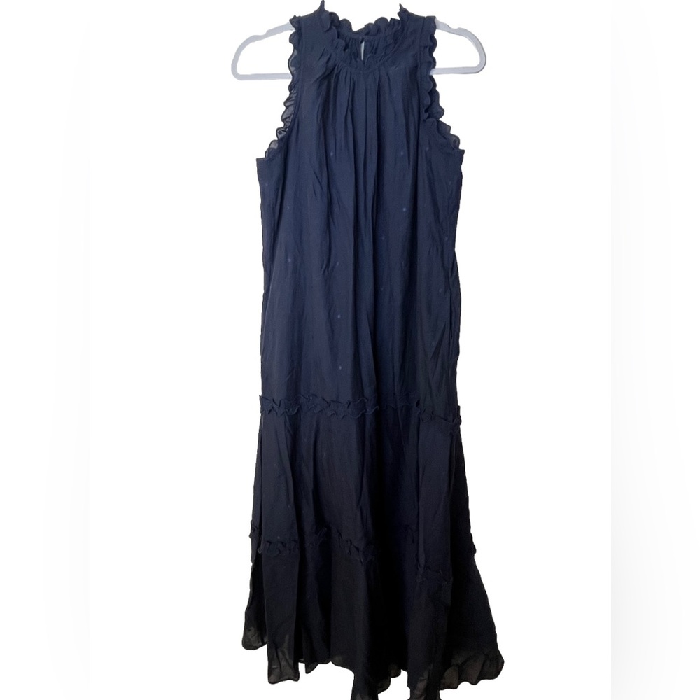Women’s Navy Maxi Dress with Tie Waist - Picture 4 of 8